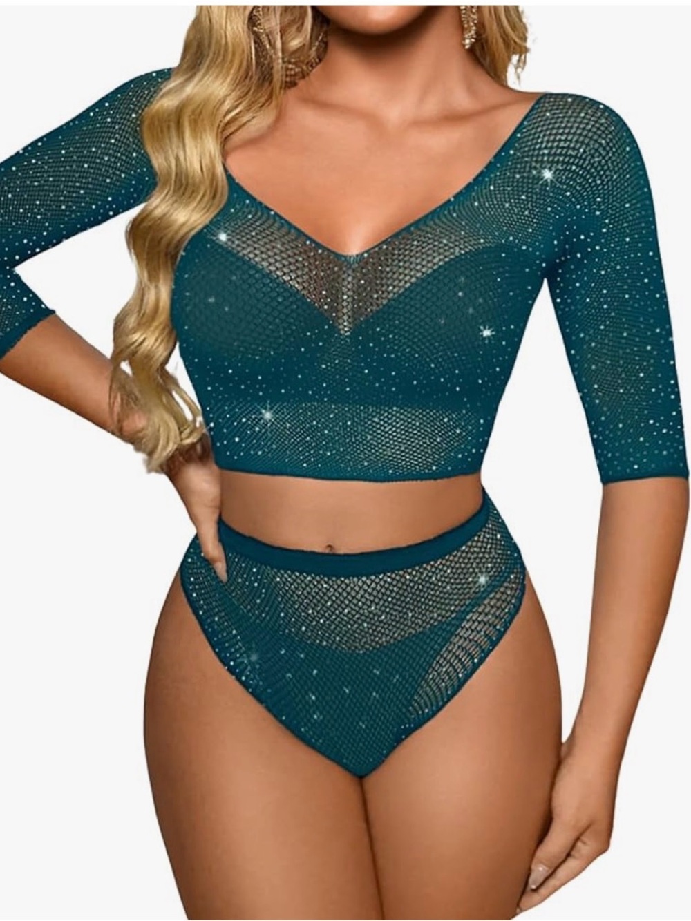 Sheer Fishnet 2 Piece Set